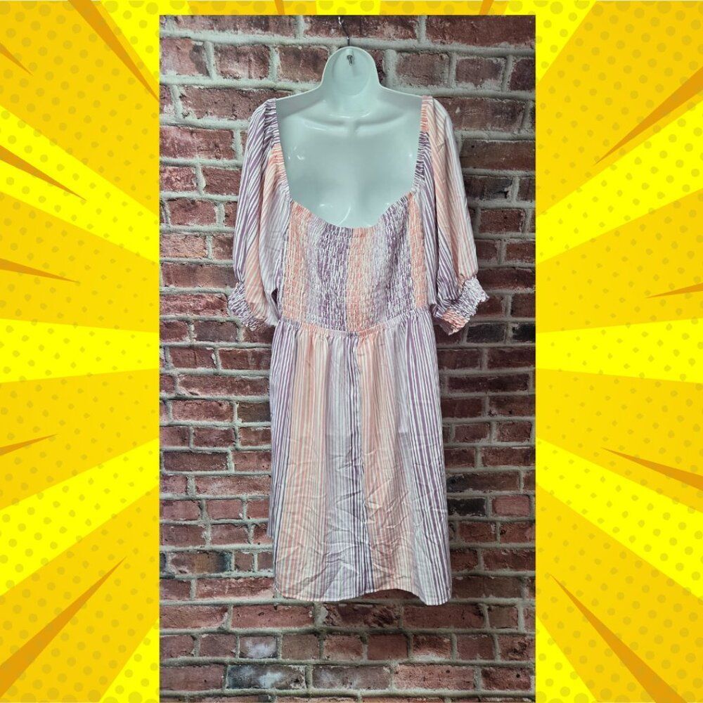 Women's OPHELIA ROE Smocked Bodice Stripes Dress 3X - Picture 2 of 7